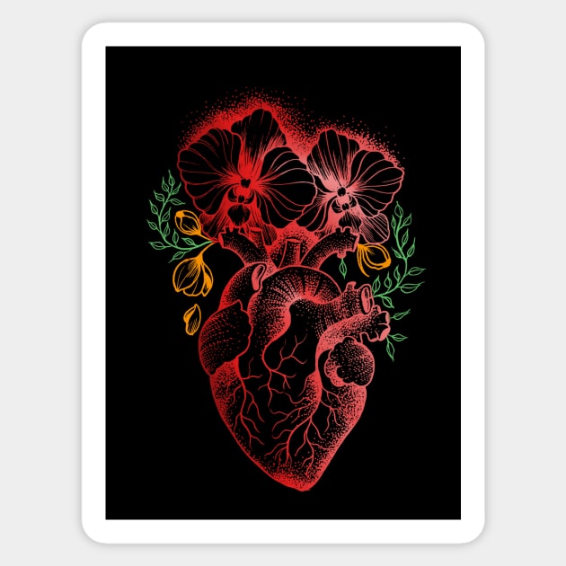 The Colorful Heart And The Nature Sticker by MythicalWorld